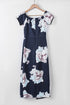 Print Off Shoulder Slit Bodycon Midi Dress